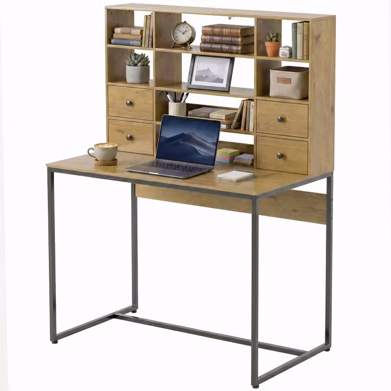 Scrivania HOMCOM con 4 cassetti, scrivania per computer con ripiani, dimensioni 105x60x142 cm