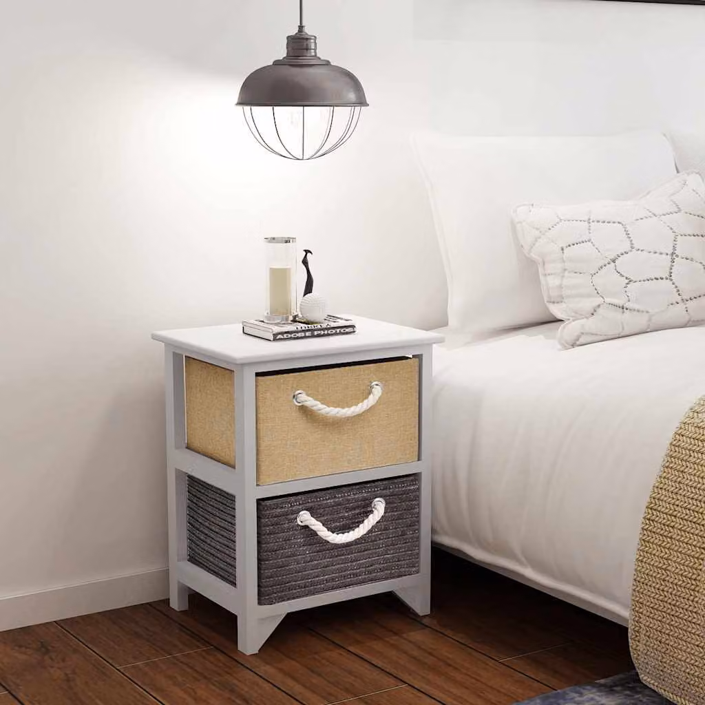 Set di 2 comodini vidaXL in legno stile rustico bianco opaco