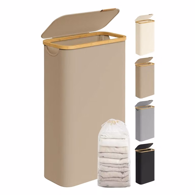 Cesto Portabiancheria con Coperchio, Marrone Cammello / 65L (1 Scomparti)