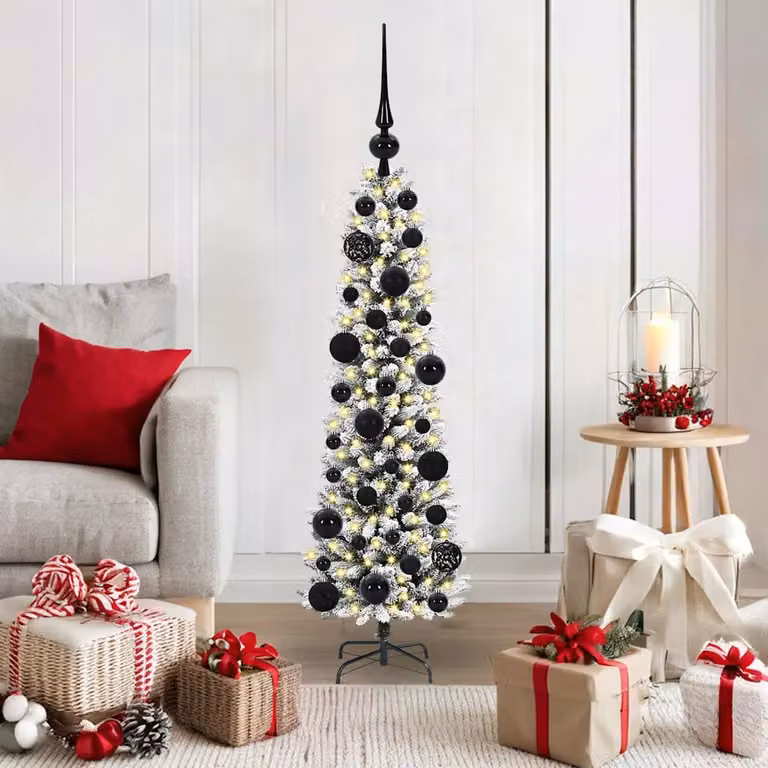 Albero di Natale artificiale vidaXL bianco e verde con luci LED bianco caldo, Altezza: 120 cm, Diametro: 48 cm