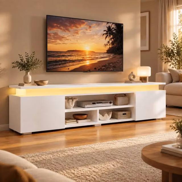 Desviae Mobile porta TV con LED RGB MDF due armadietti e tre vani aperti con controllo app vocale e timer 180 × 35 × 42 cm