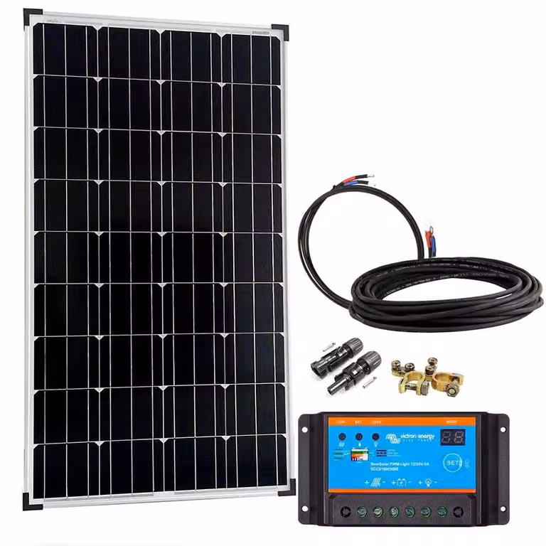 Kit pannello solare - Potenza: 150 Watt - Uscita: 17 Volt DC - Silicio cristallino - Connettore MC4 - Per la ricarica di batterie da 12V