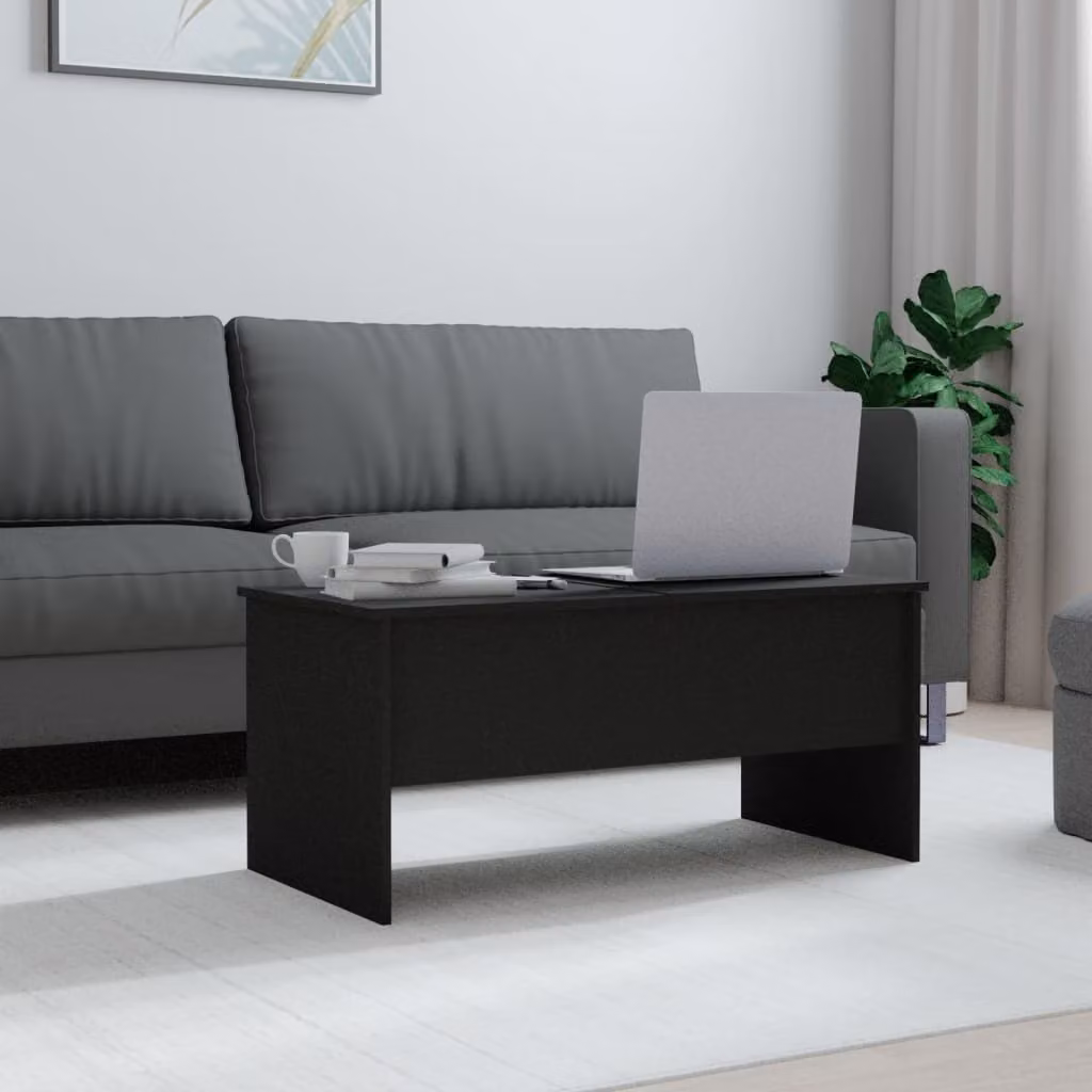Tavolino The Living Store nero 102x50,5x46,5 cm in materiale ligneo