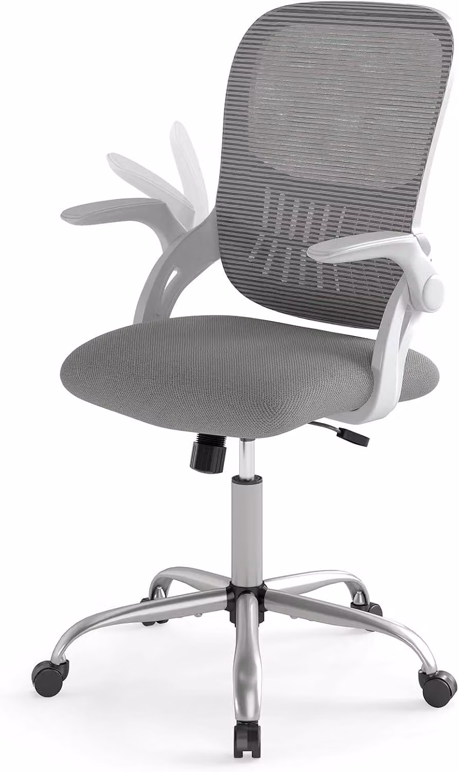 Sedia da ufficio KOMFOTTEU in tessuto a rete traspirante, sedia da scrivania ergonomica con altezza regolabile, braccioli ribaltabili, girevole a 360°, con rotelle universali, carico massimo 136 kg