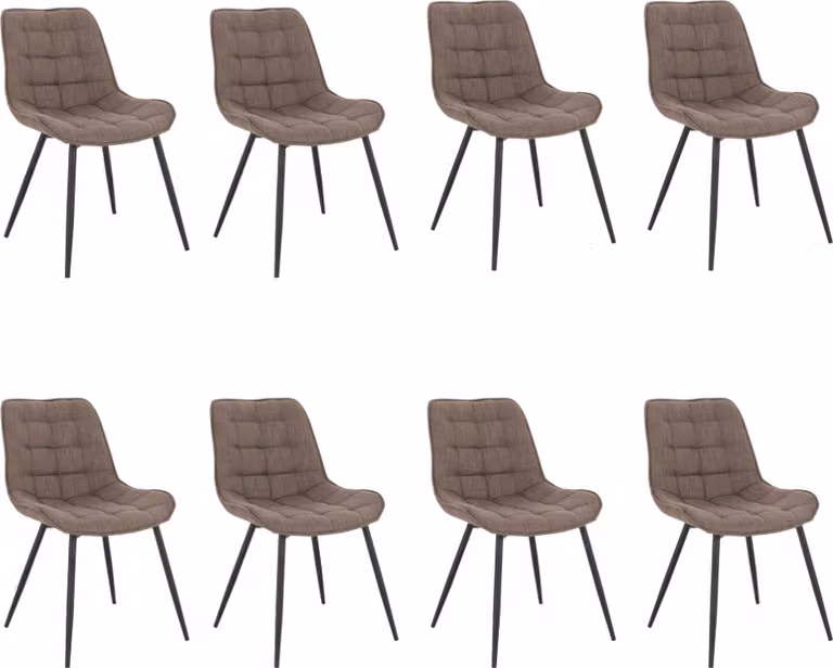 Home Deluxe - Sedia imbottita IKALO set di 8 - colore: grigio / marrone - imbottitura morbida, carico massimo 120 kg I Sedia da cucina Sedie da pranzo Sedie da sala da pranzo