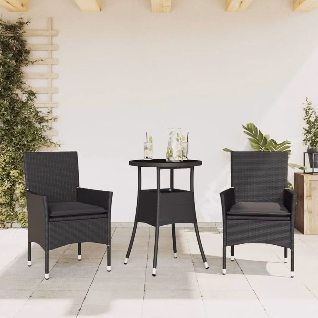 Maison Exclusive - Set da Pranzo da Giardino 3 pz con Cuscini Polyrattan e Vetro