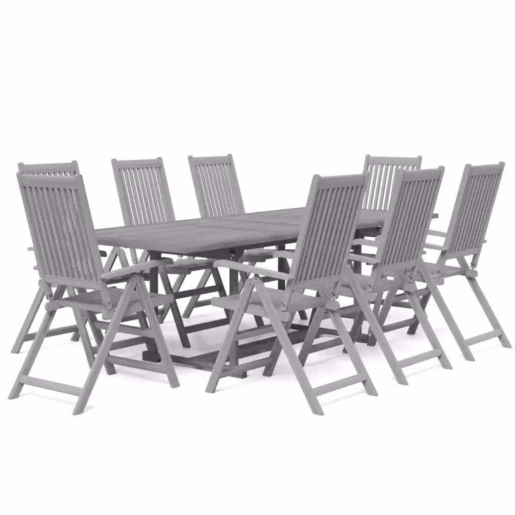 Set da pranzo da giardino vidaXL in legno di acacia grigio, 9 pezzi – 2