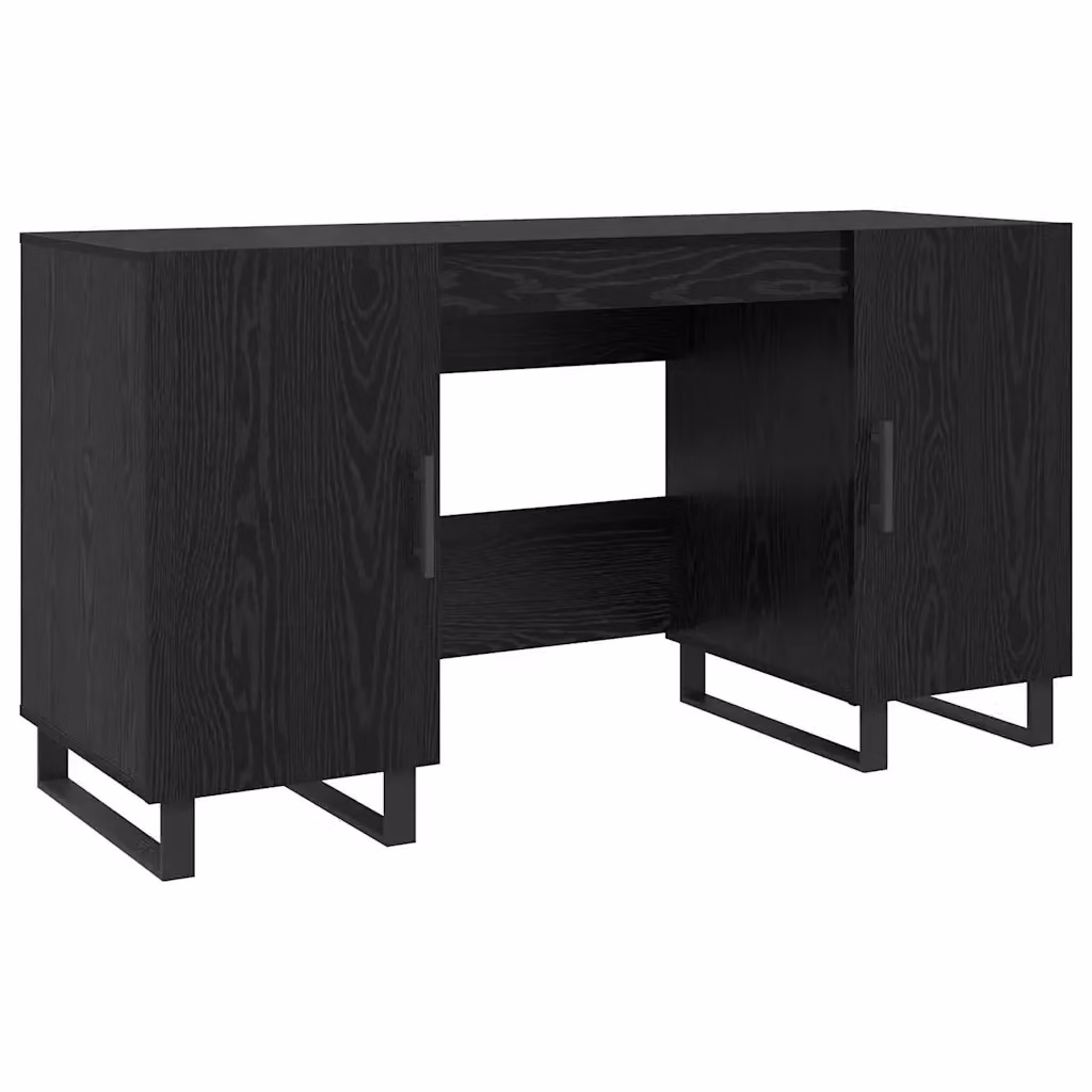 Scrivania da ufficio vidaXL in legno e metallo colore nero e rovere L: 140 cm, P: 50 cm, H: 75 cm – 2
