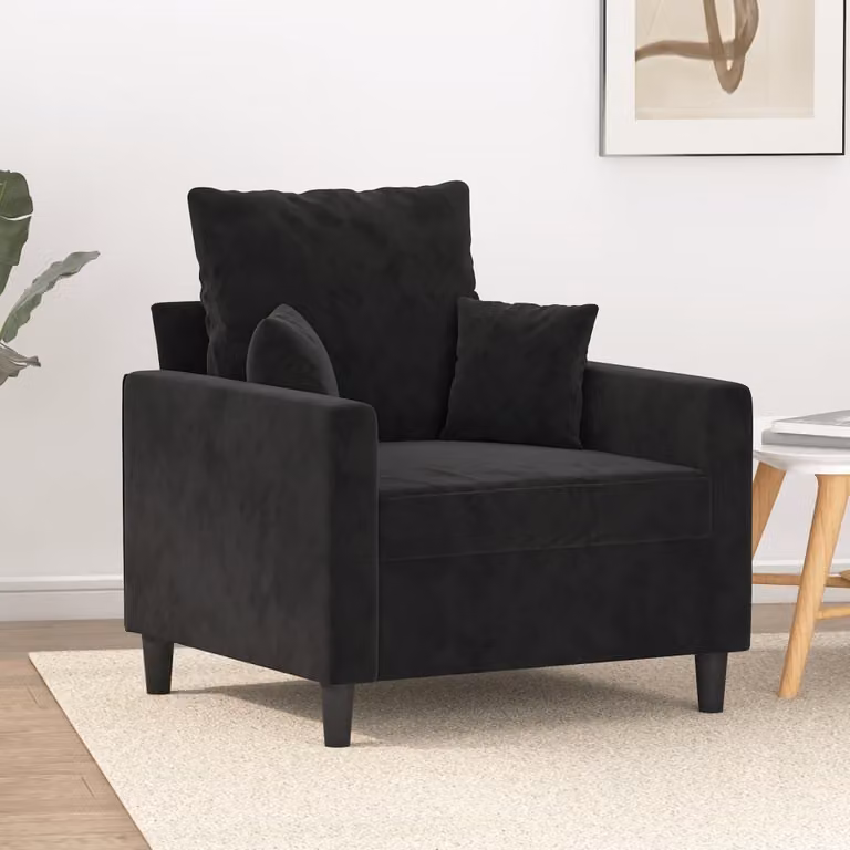 Maison Exclusive - Poltrona nera 60 cm in velluto