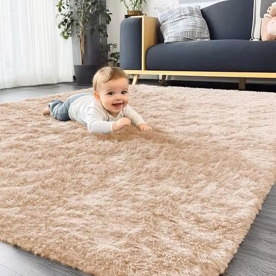 Tappeto Homaxy Moderno in Poliestere Beige, Antiscivolo e Lavabile, L 140 x P 200 cm
