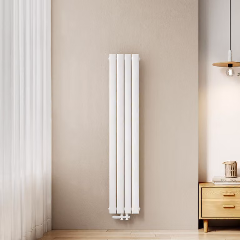 Radiatore EMKE, modello a pannello, design piatto, dimensioni 160 x 30,4 cm, a singolo strato, potenza 501 W, colore bianco