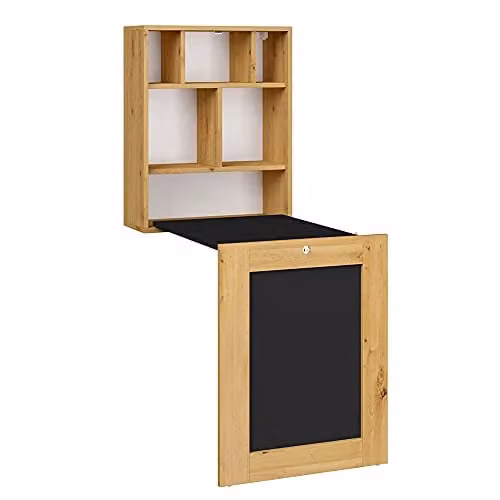 Dettagli sulla scrivania pieghevole, da appendere TILT scrivania per computer, tavolo da parete, tavolo pieghevole per ufficio (Artisan Rovere/Nero opaco)