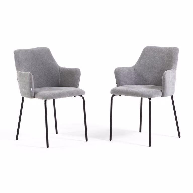 Set di 2 sedie imbottite per interni, con schienale avvolgente, gambe in metallo e design elegante, ideali per cucina, sala da pranzo, bar e ristoranti - Modello Rachele/Grigio