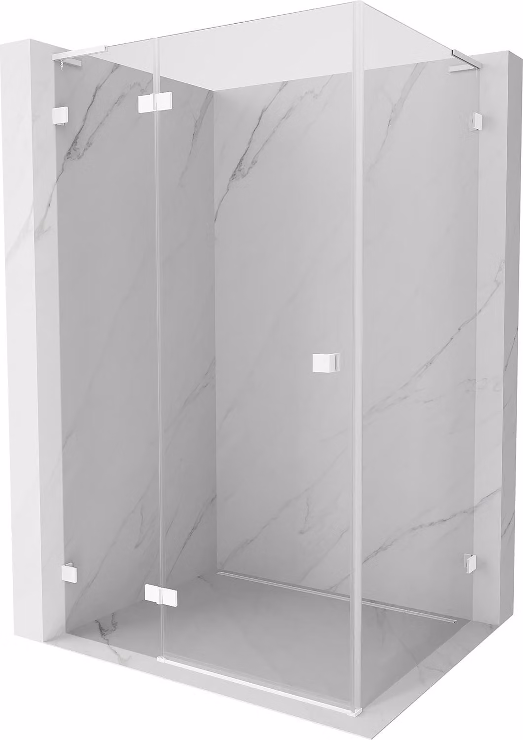 Mexen Lunar L cabina doccia a battente sinistra 90 x 80 cm, trasparente, bianca - 834L-090-080-20-00-L