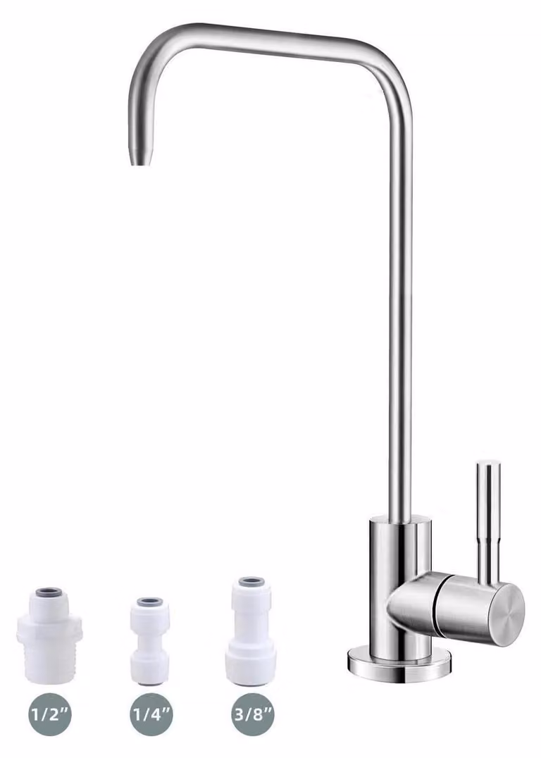Rubinetto per acqua potabile, sistema di osmosi inversa, lavello da cucina, finitura in nichel spazzolato, acciaio inossidabile SUS304, senza piombo