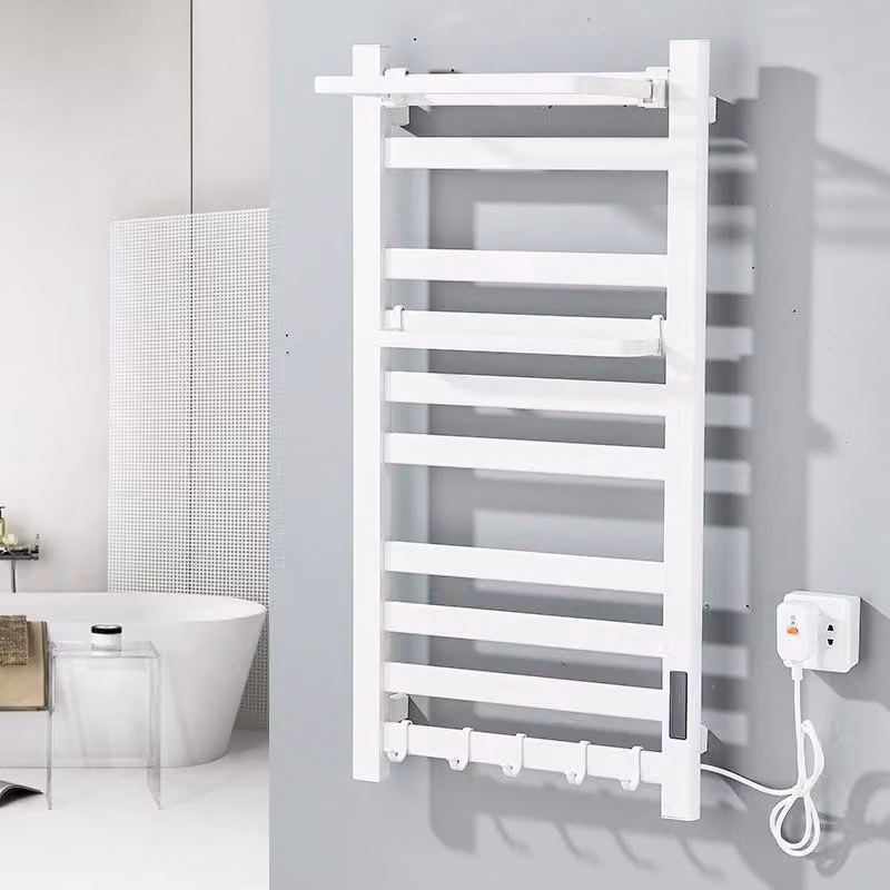 Asciugamani elettrico da parete - Modello 9649 - Display digitale - Risparmio energetico, 220V - Acciaio inossidabile, 58,5x55 cm - Bianco