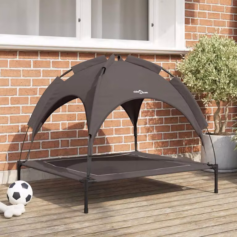 Letto per cani vidaXL in metallo marrone con tetto rimovibile e resistente alle intemperie L 90 x P 81 x H 80,5 cm