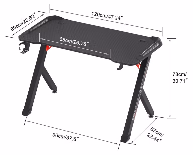 Scrivania da gaming con illuminazione RGB - Tavolo da gaming - Scrivania per computer