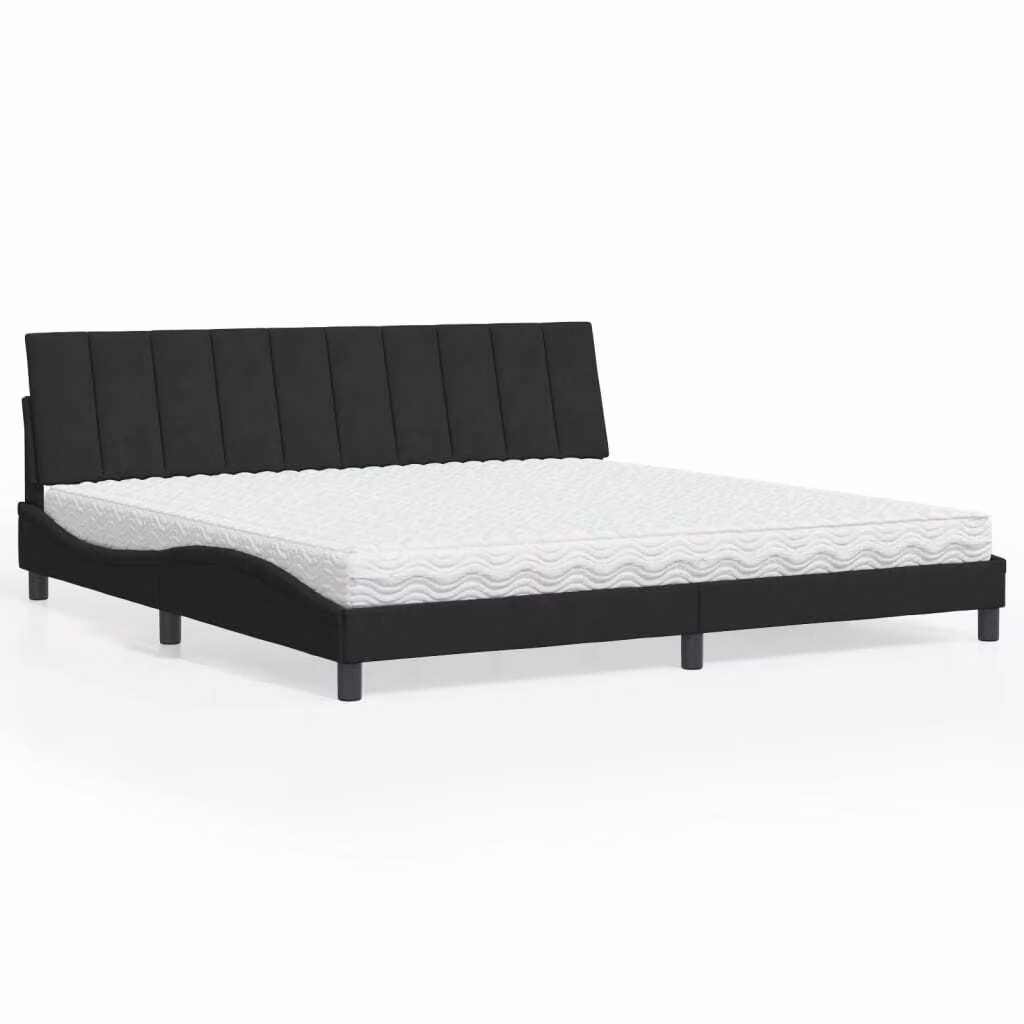 Letto con Materasso Hanko Nero 200x200 cm in Velluto