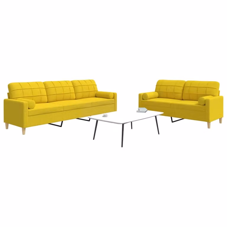 Maison Exclusive - Set divano a 2 posti con cuscini decorativi in tessuto giallo chiaro