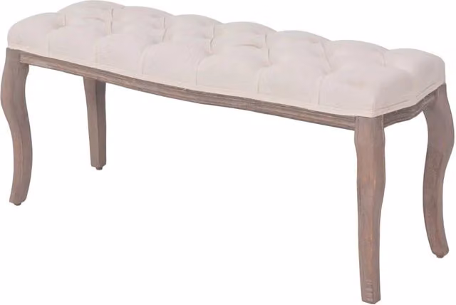 Panca in lino legno massello 110 x 38 x 48 cm bianco crema 02_0021257