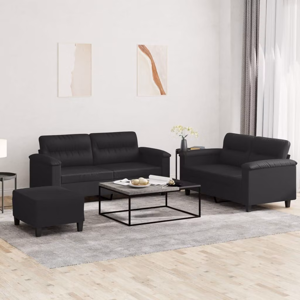 Maison Exclusive - Set divano 3 pezzi con cuscini in ecopelle nera