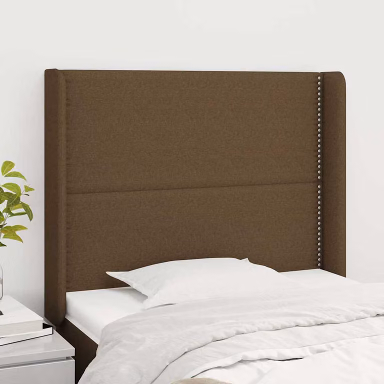 Testiera ad orecchio vidaXL in tessuto marrone scuro L: 93 cm, P: 16 cm, H: 118-128 cm