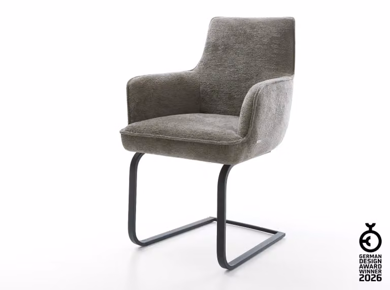 DELIFE Heira-Flex sedia a sbalzo con braccioli Bouclé Soft Mud Sedia a sbalzo piatta Nero Nucleo a molle tascabili