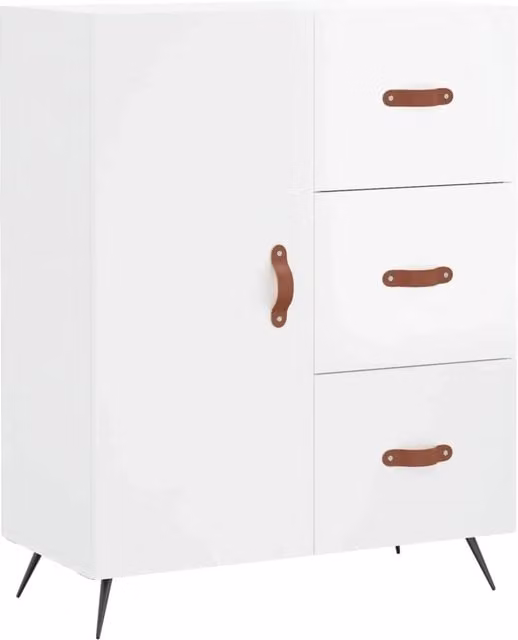 Buffet credenza cassettiera mobiletto mobile contenitore organizer per cucina soggiorno finitura lucida 69,5 x 34 x 90 cm legno ingegnerizzato bianco 02_0030708