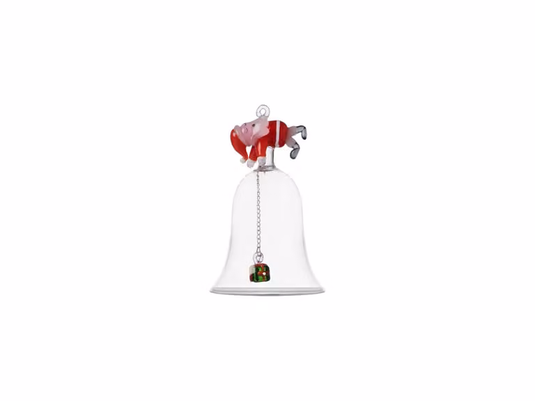 Christmas Tales Oggetto Decorativo Campana - Babbo Natale Addormentato con Regalo Verde