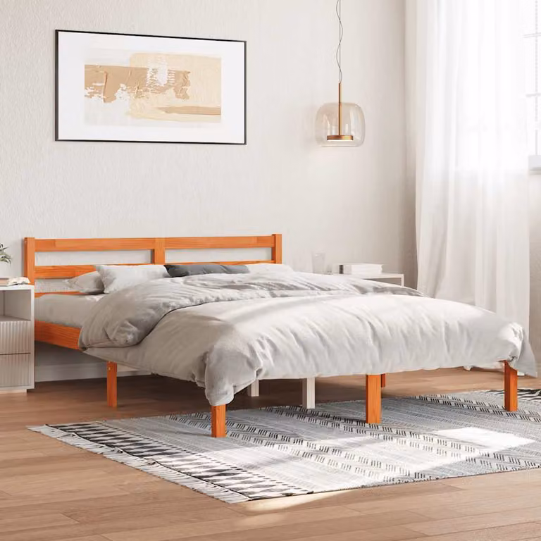 Letto in legno di pino vidaXL marrone cera con doghe fisse L/P/H: 120 x 200 x 69,5 cm
