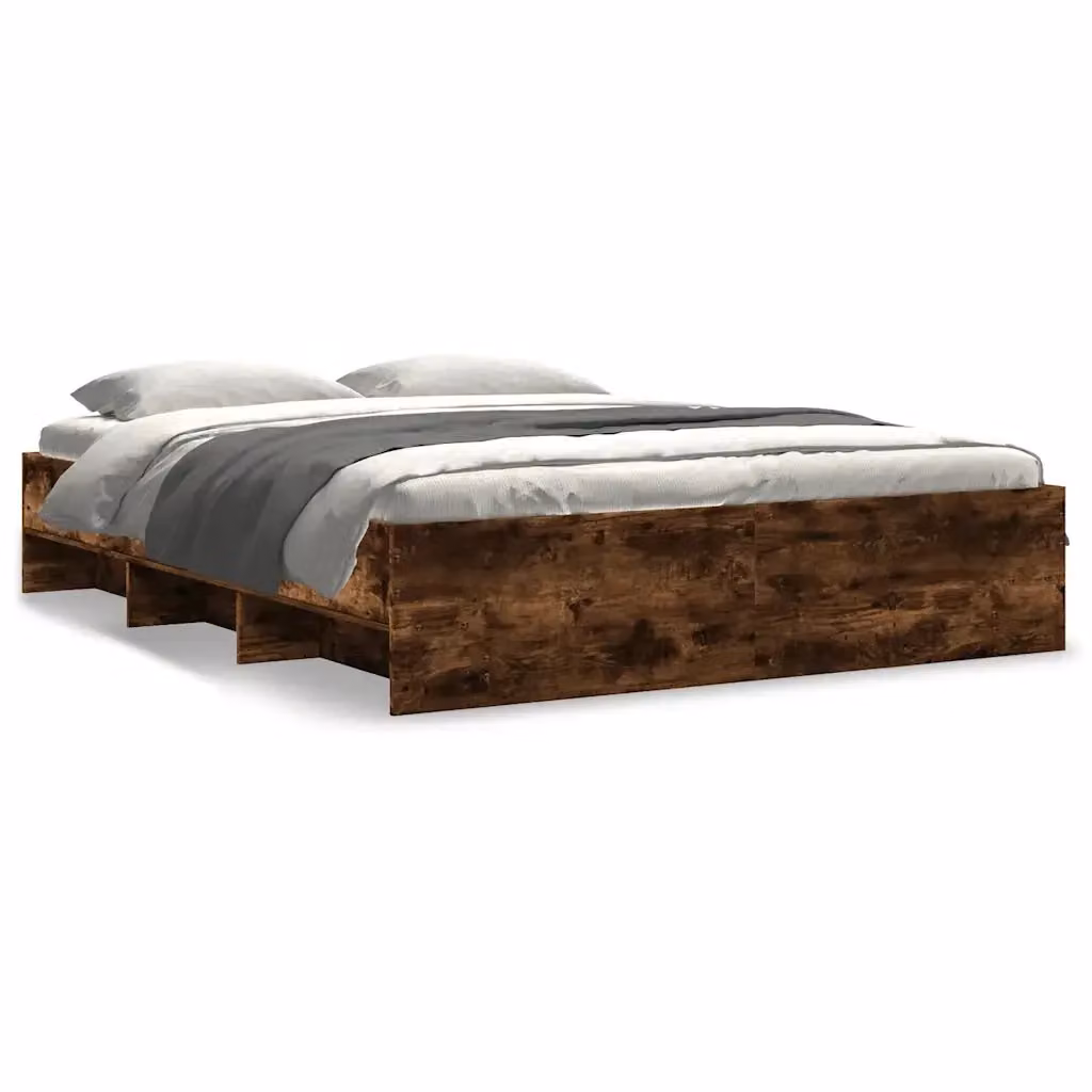 Giroletto vidaXL in Rovere Fumo con Doghe in Legno e Compartimenti Laterali L/P: 150 x 200 cm – 2