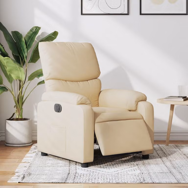 vidaXL Poltrona Elettrica Reclinabile in Tessuto Beige con Braccioli