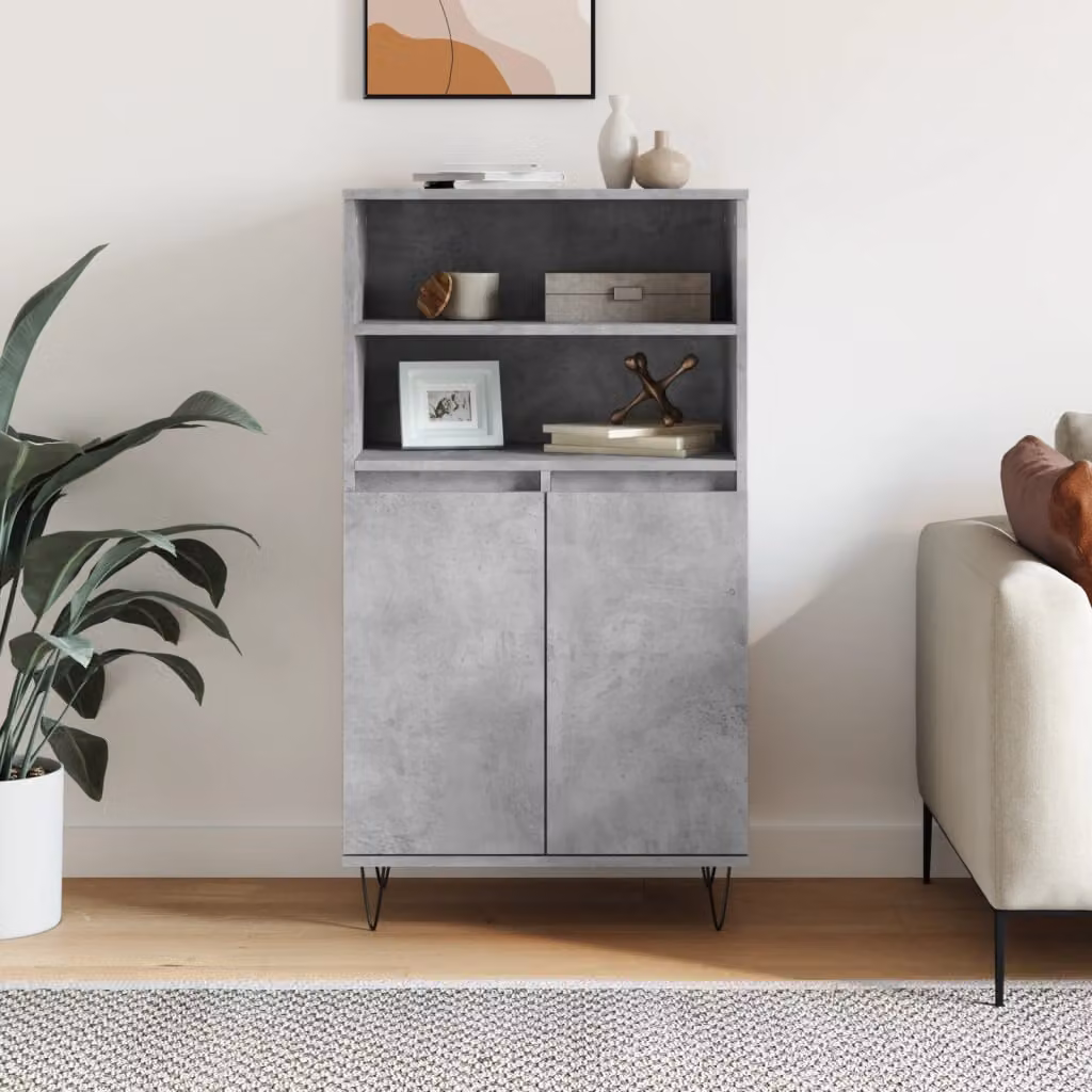 Credenza in stile industriale vidaXL in legno e metallo, Grigio, L: 60 cm, P: 36 cm, H: 110 cm