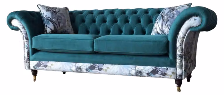Turkis Design Sofa 3 Sessel Chesterfield Couch Polster Luxus Klassische Textil