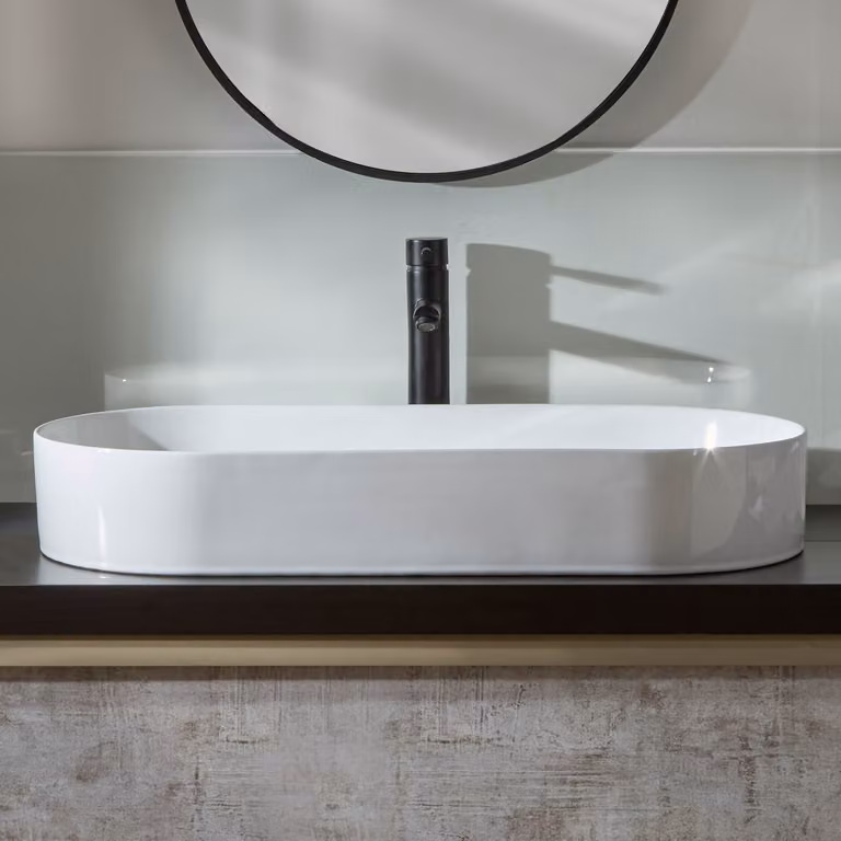 Lavabo da Appoggio Ovale 800x380mm - Senza foro rubinetto - Design Moderno