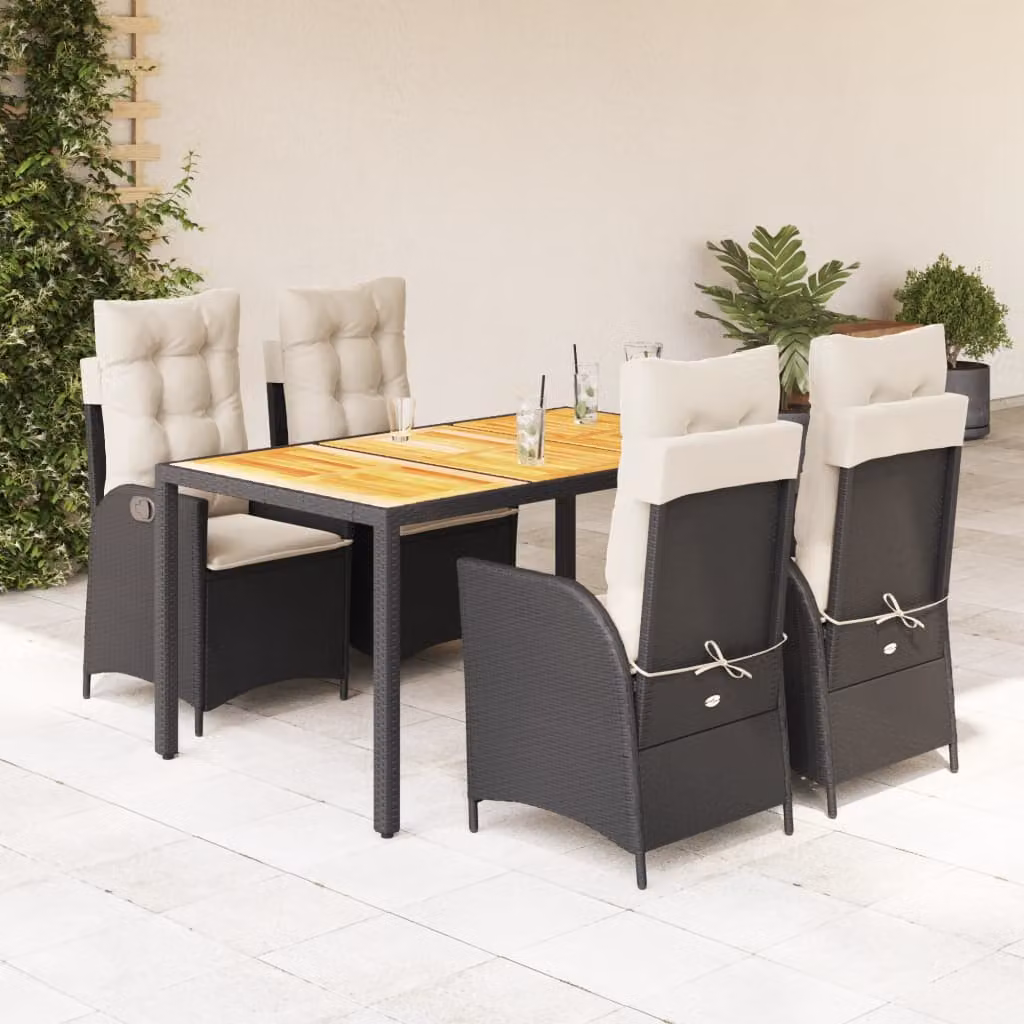 Set da Pranzo da Giardino vidaXL in Legno di Acacia Oliato e Polyrattan, 5 Pezzi, Moderno – 1