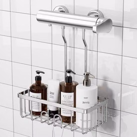 Portaoggetti da doccia, supporto angolare per shampoo e sapone, acciaio, 30 x 13 x 8,5 cm, non richiede fori