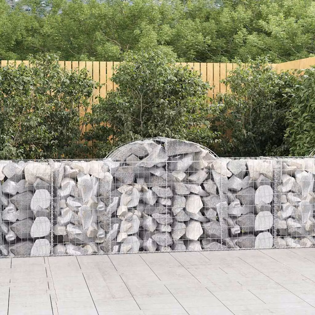 Set di 25 Cesti Gabbioni ad Arco vidaXL in Acciaio Zincato Grigio L: 200 cm, P: 50 cm, H: 80/100 cm