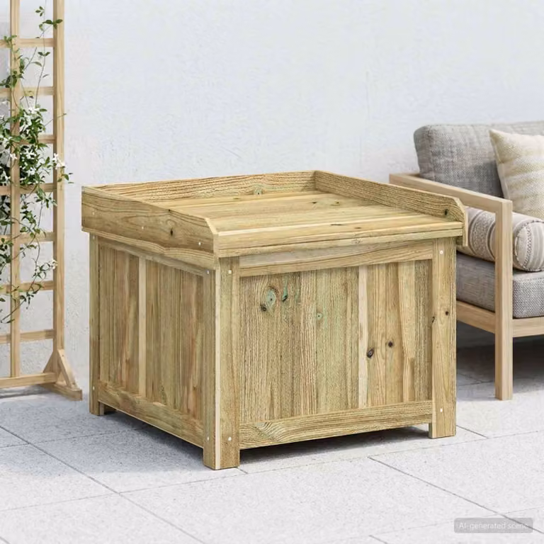 vidaXL Cassa per cuscini da esterno in legno di pino impregnato marrone, stile rustico