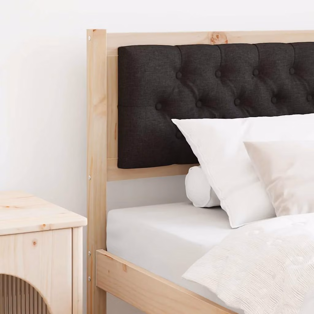 Testiera per letto moderna vidaXL in legno di pino massello, colore marrone e nero, larghezza: 90 cm
