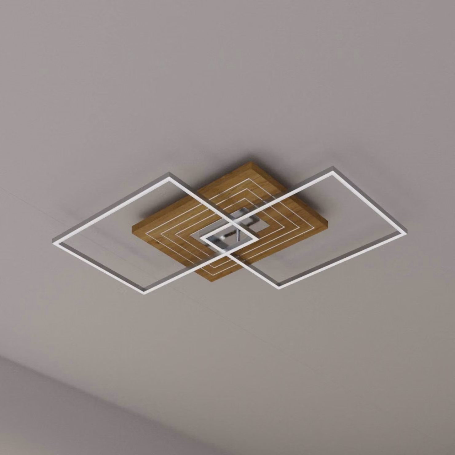 Elobra Plafoniera a LED Inka L, dimmerabile, Legno chiaro, Soggiorno / Sala da pranzo, Legno, Moderno, Plafoniera LED