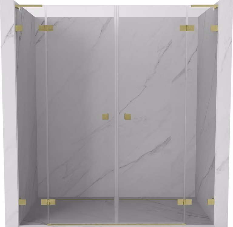 Mexen Lunar L Duo porta doccia a battente 180 cm, trasparente, oro spazzolato - 834DL-180-000-55-00