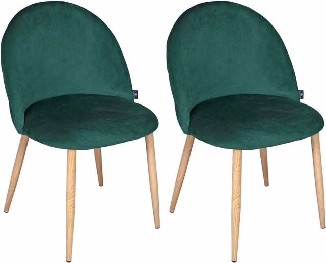 Sedia imbottita in velluto verde Samira in stile scandinavo