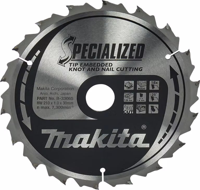 Makita Lama circolare HM TCT Speciale TCT - 210 x 30 mm - 18 denti - Legno con chiodi