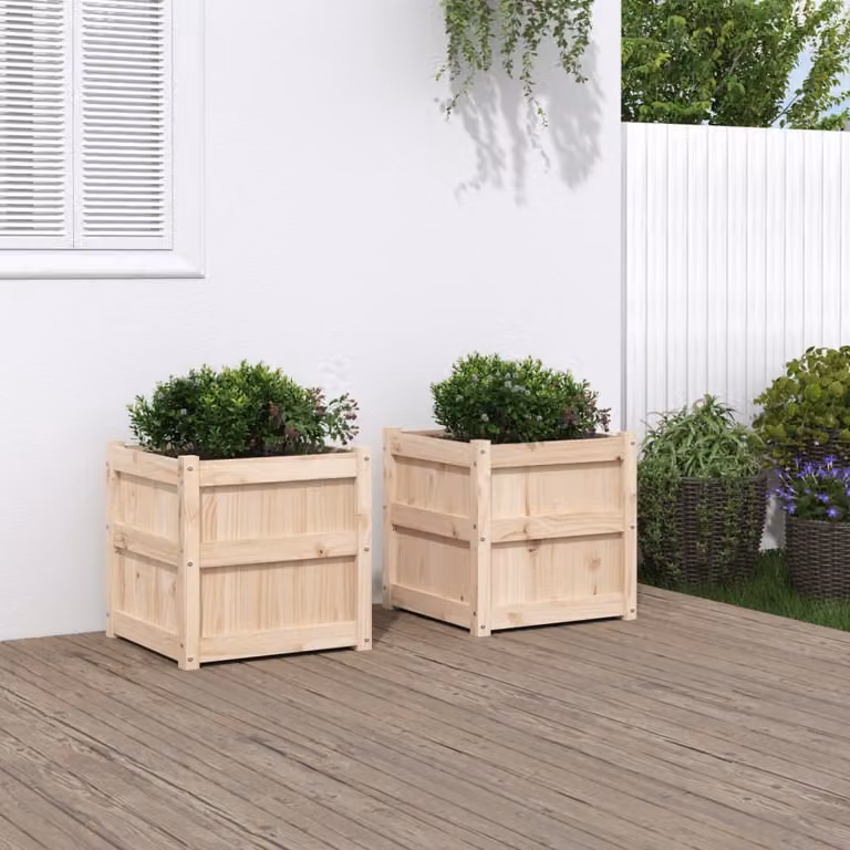 Set di 2 fioriere da giardino vidaXL in legno di pino color marrone e beige