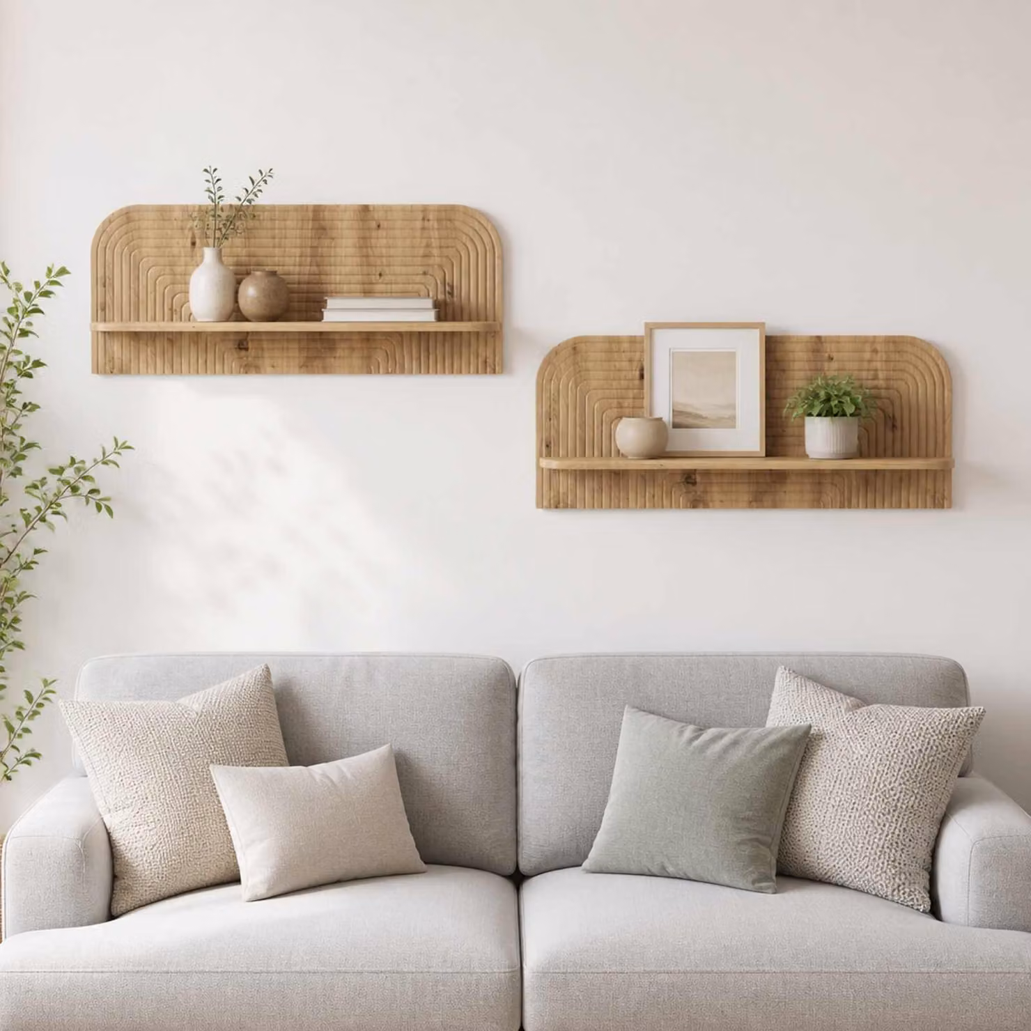 Set di 2 scaffali da parete vidaXL in legno Rovere Artigianale, L 102 x P 37,5 x H 13,5 cm