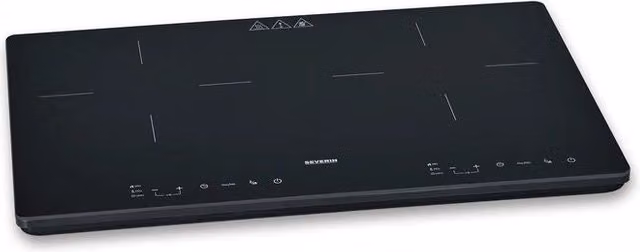 Piano cottura a induzione Severin DK1033 con 2 zone, 3400 W e 10 livelli di potenza, Touch Screen e Timer, colore Nero