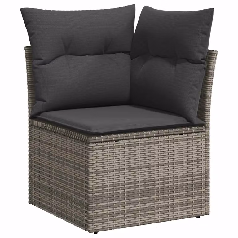 Set Divano da Giardino vidaXL 9 Pezzi a Forma di L Grigio con Cuscini e Tavolino
