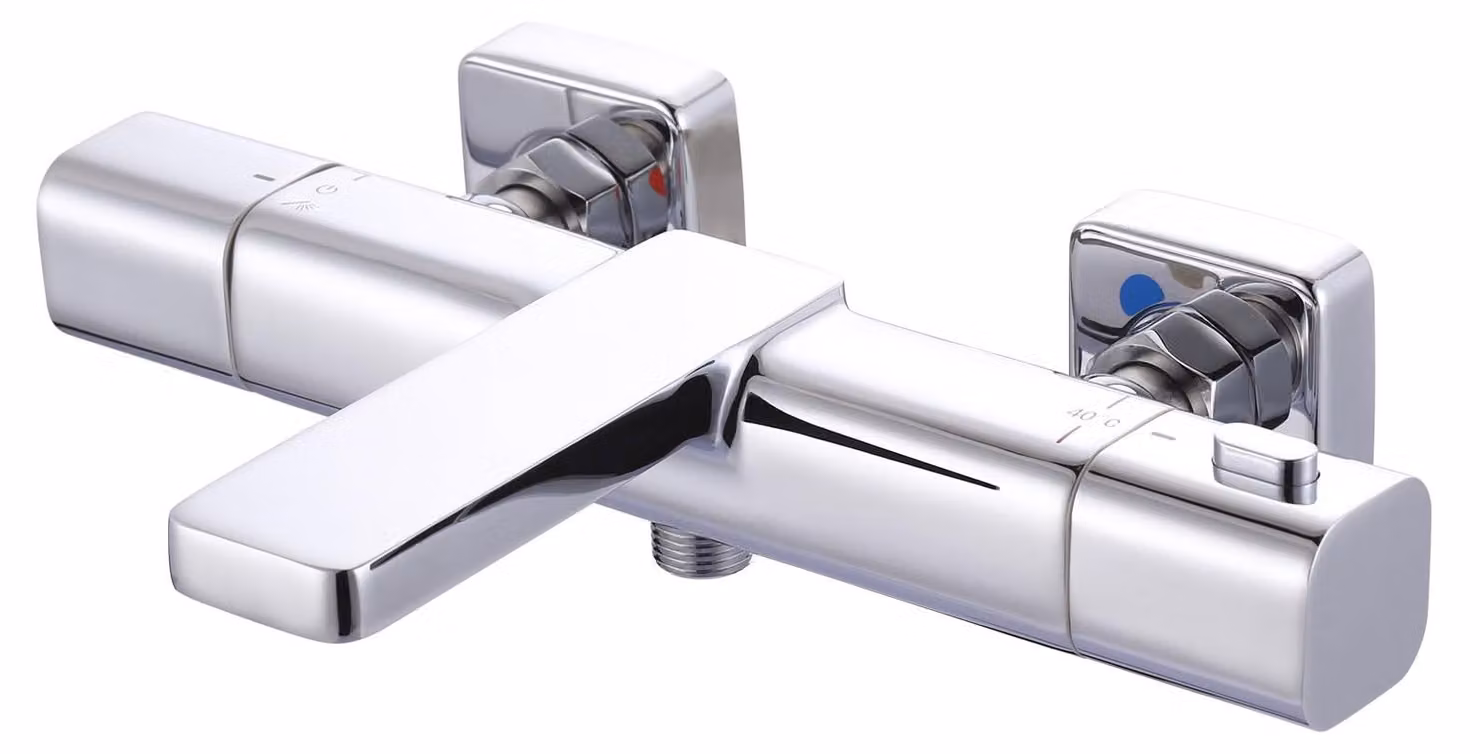 Termostato per rubinetto da bagno, 2-in-1, in ottone, cromato, attacco G1/2